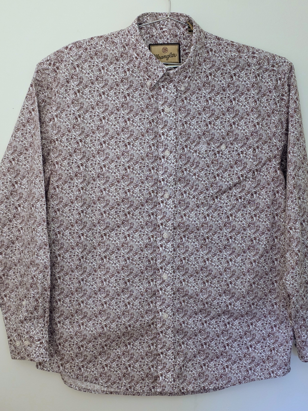 Wrangler Men's Burgundy Paisley-Print Button Down Shirt